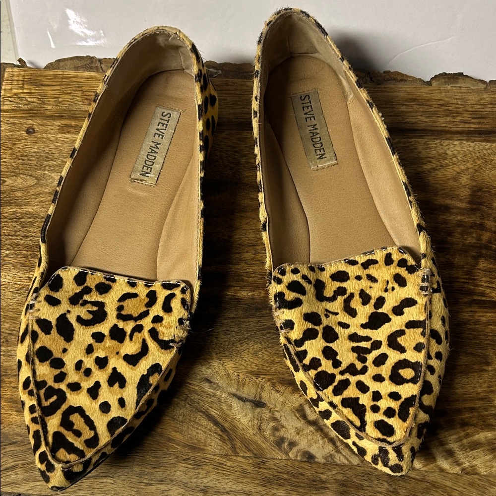 Steve Madden Yellow and Black Leopard Flats